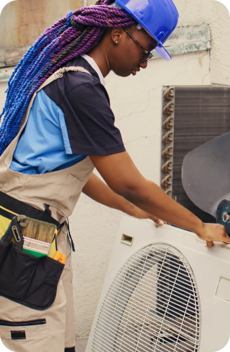 AC technician at work